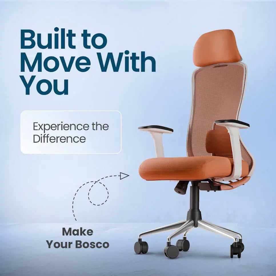 IAFA- BEIGE BROWN BOSCO HIGH BACK ERGONOMIC CHAIR Iafa Furniture Private Limited