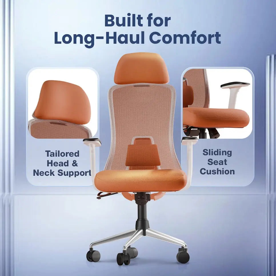 IAFA- BEIGE BROWN BOSCO HIGH BACK ERGONOMIC CHAIR Iafa Furniture Private Limited