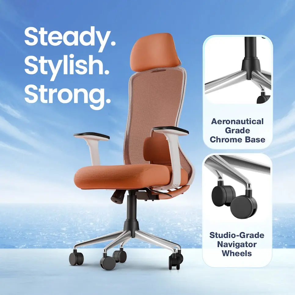 IAFA- BEIGE BROWN BOSCO HIGH BACK ERGONOMIC CHAIR Iafa Furniture Private Limited