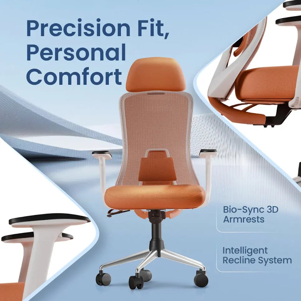 IAFA- BEIGE BROWN BOSCO HIGH BACK ERGONOMIC CHAIR Iafa Furniture Private Limited