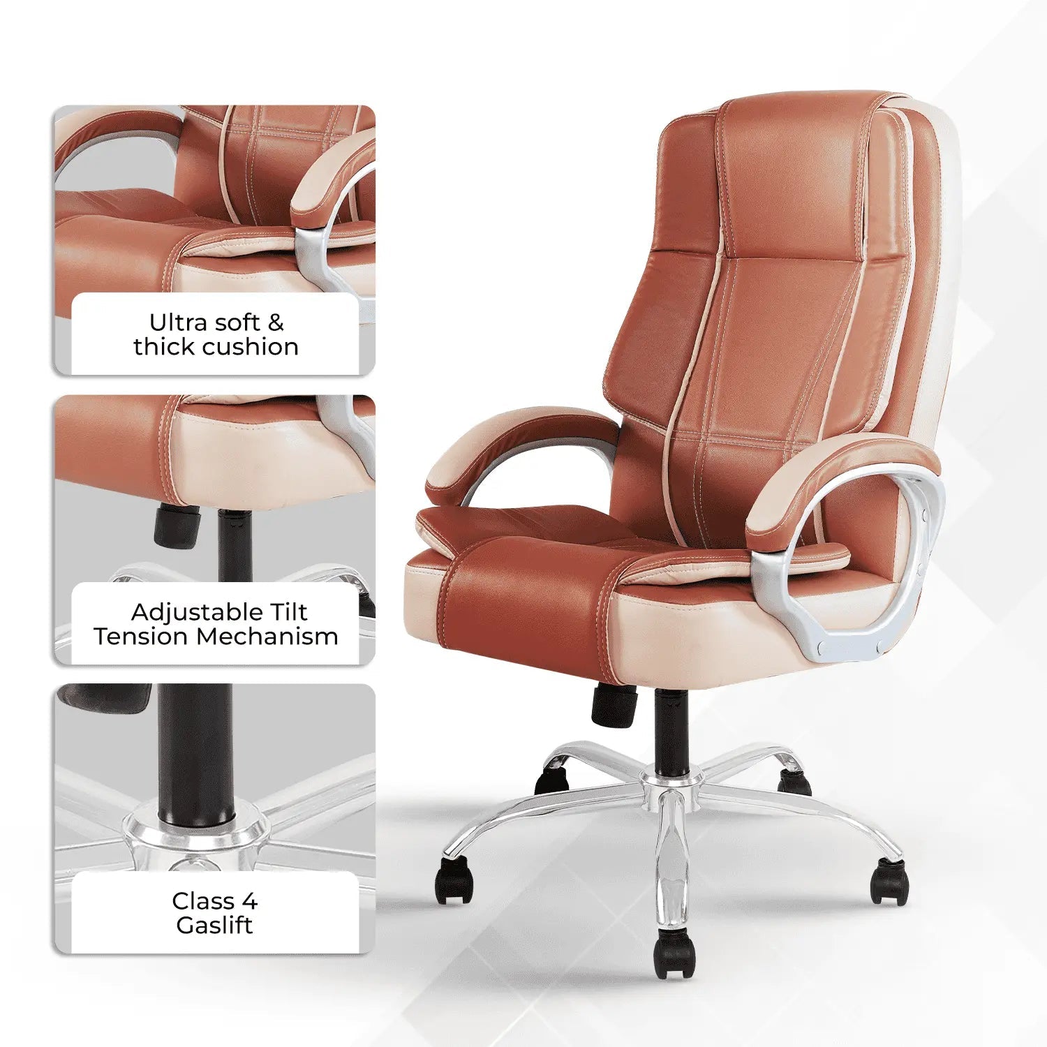 dune beige brown leather office chair