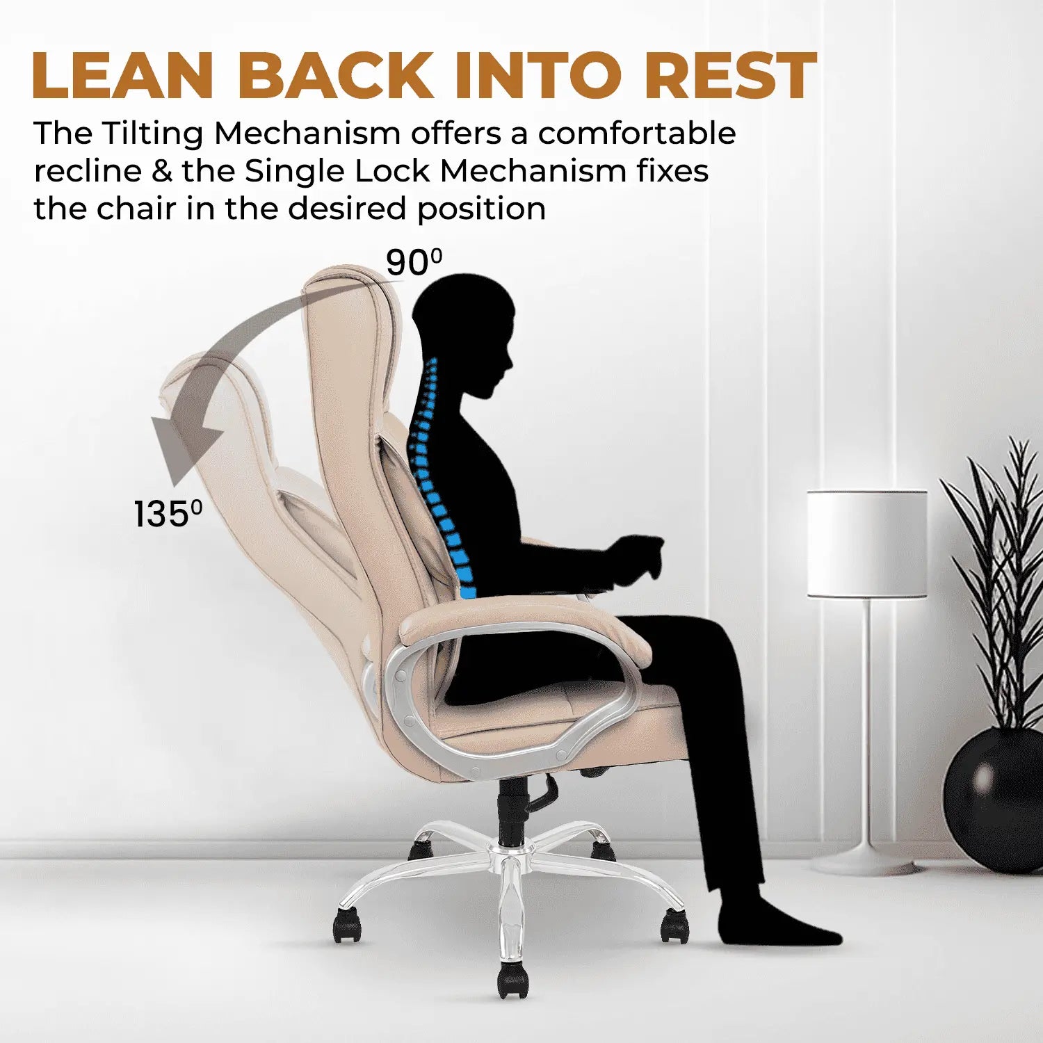 beige imperium leatherette office chair