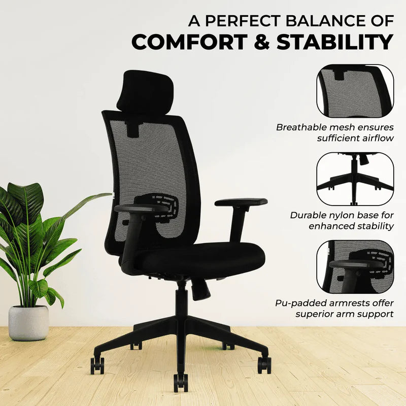 black brio high back office chair
