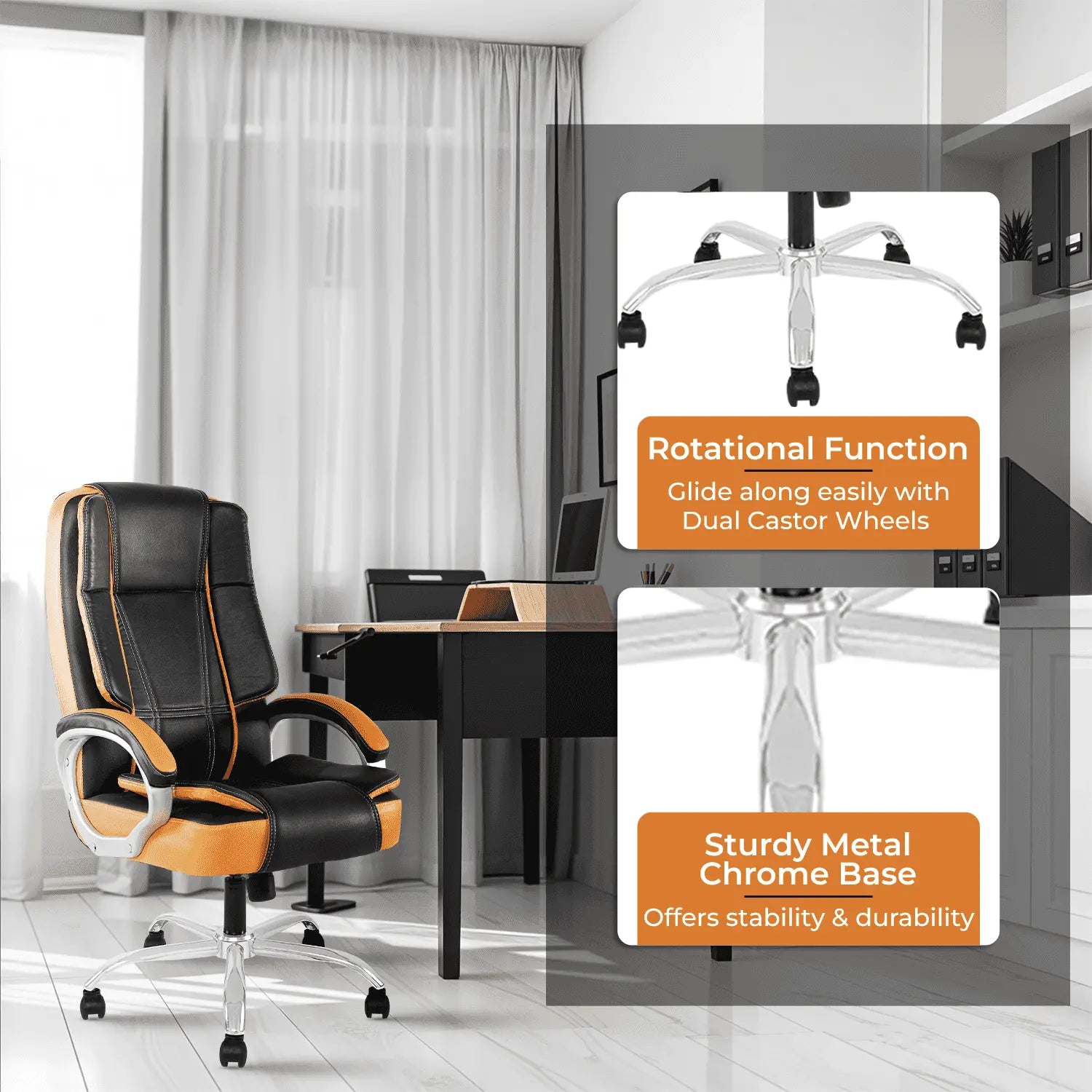 dune black brown leather office chair