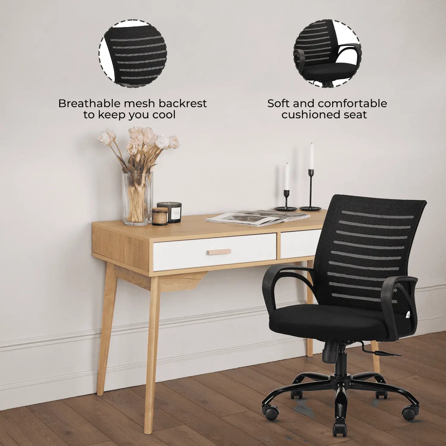 diego black grey ergonomic office chair
