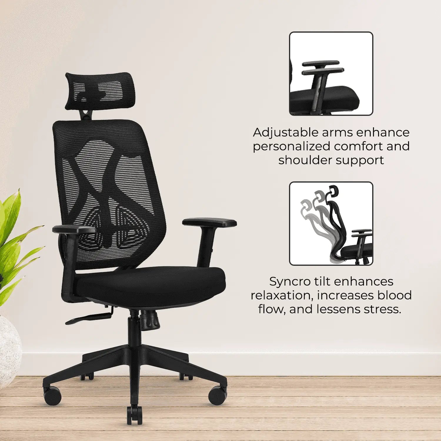 ergolux black high back ergonomic office chair