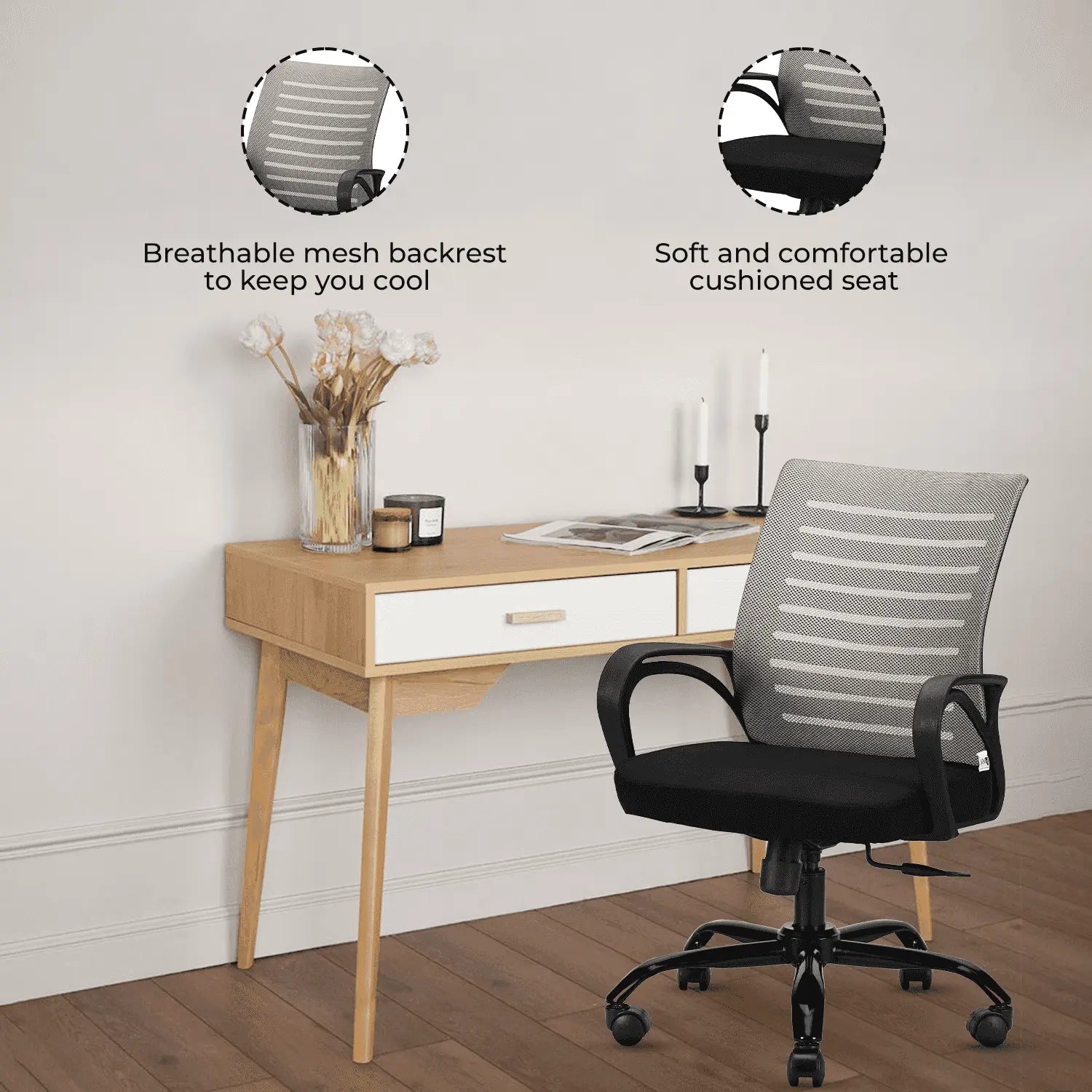 diego black grey office chair