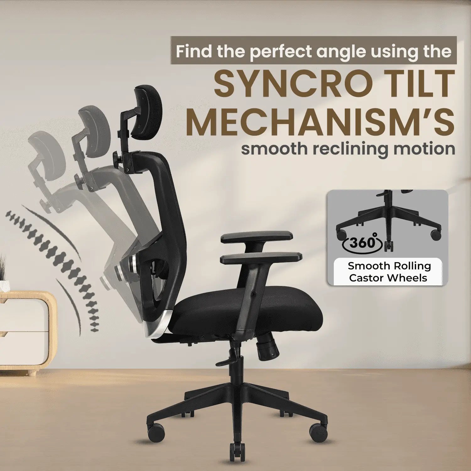 jade black high back ergonomic office chair