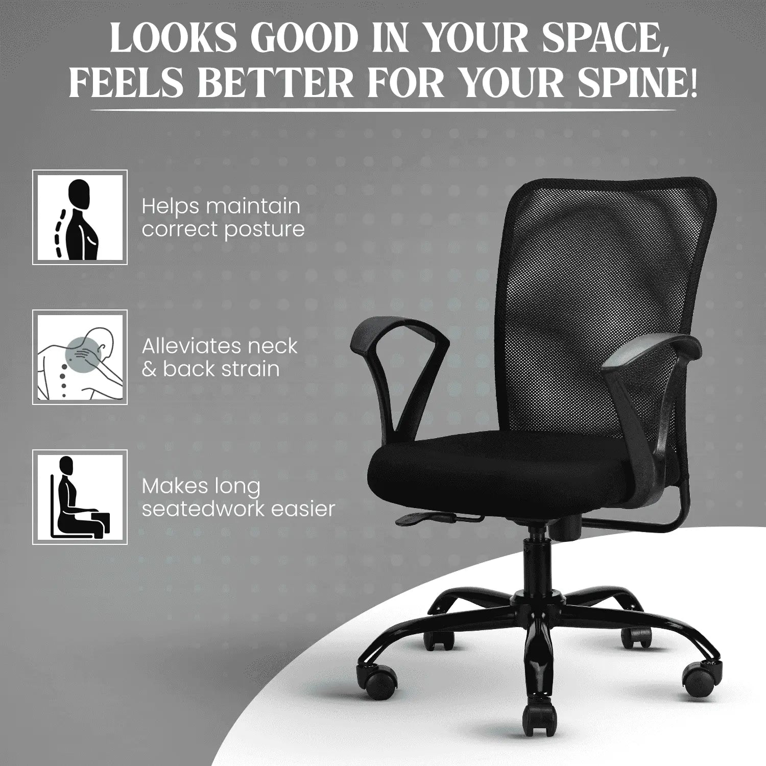 magna black mid back office chair