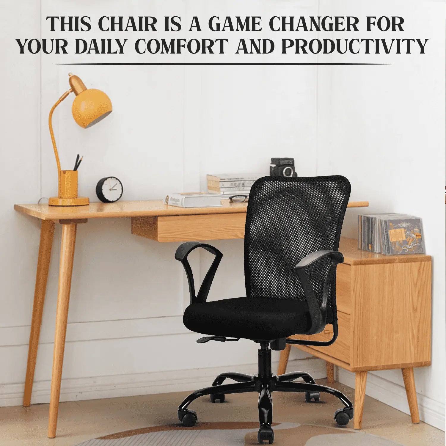 magna black mid back office chair