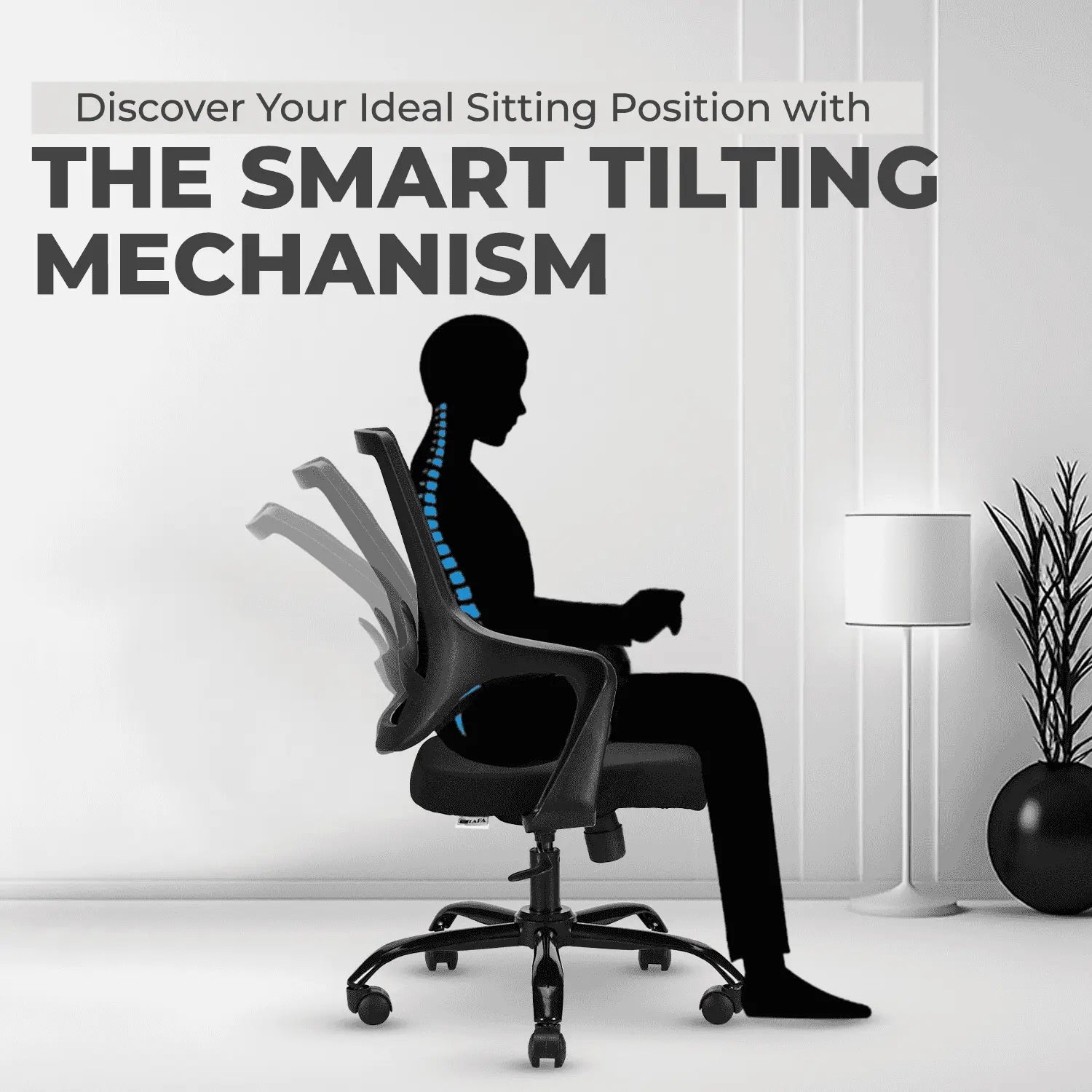 black pearl mid back ergonomic chair
