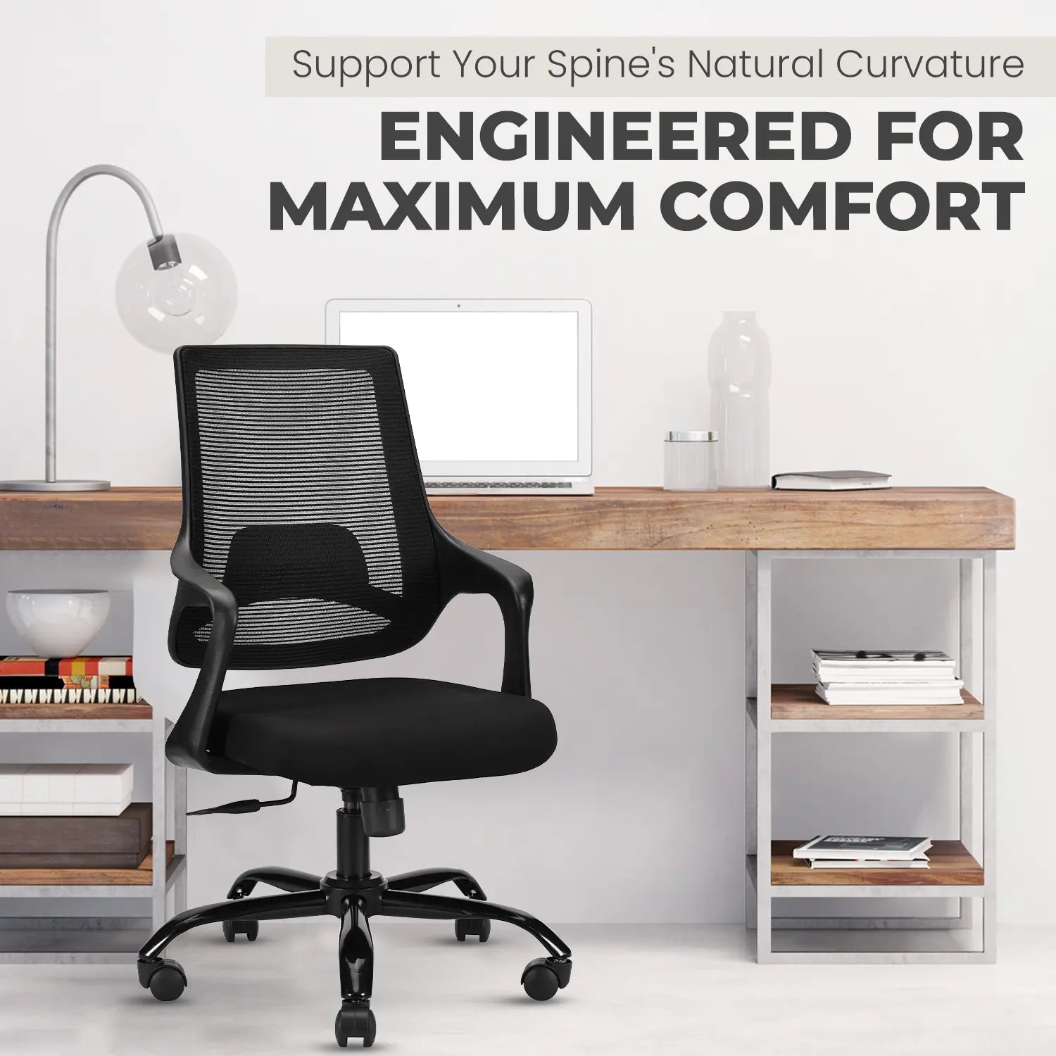 black pearl mid back ergonomic chair