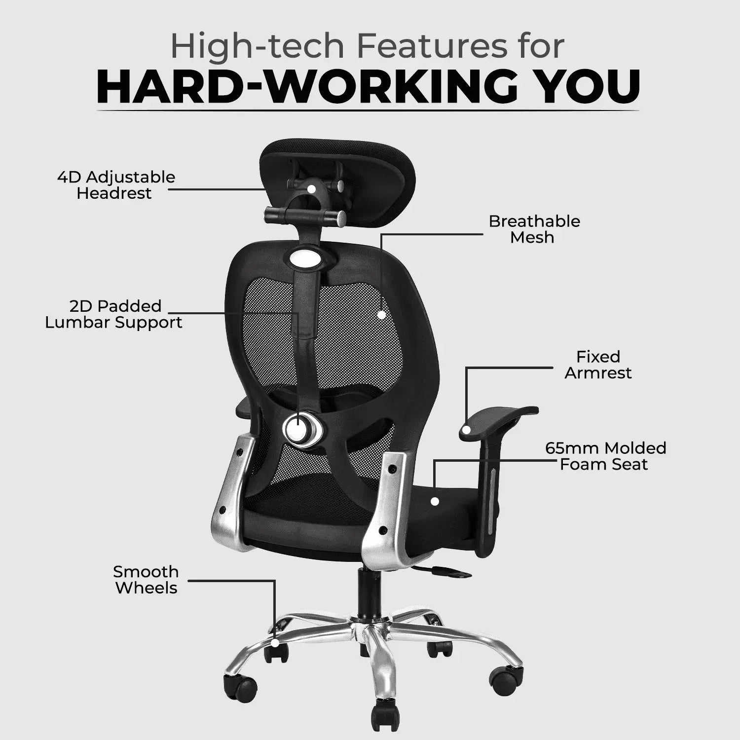 zenith black high back office chair