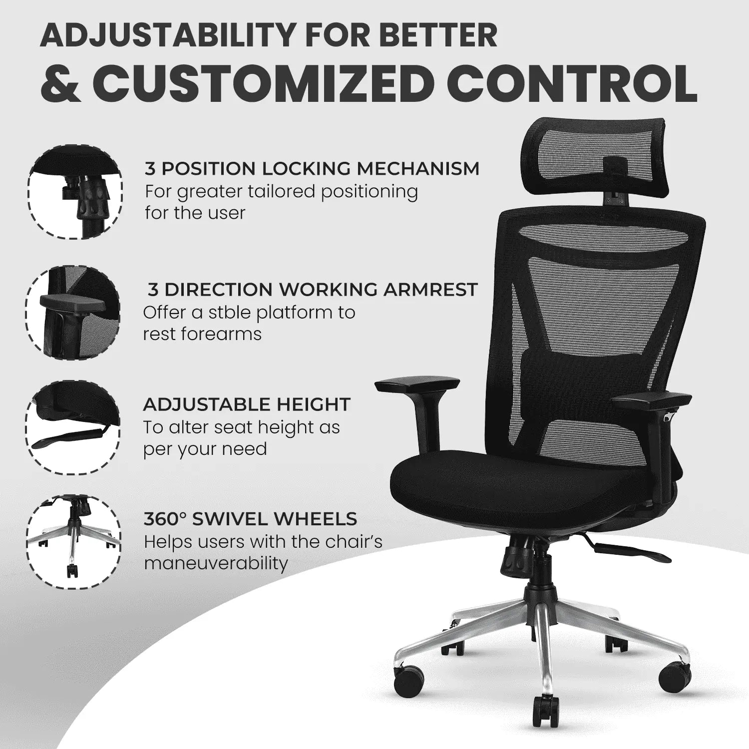 zillion black high back office chair