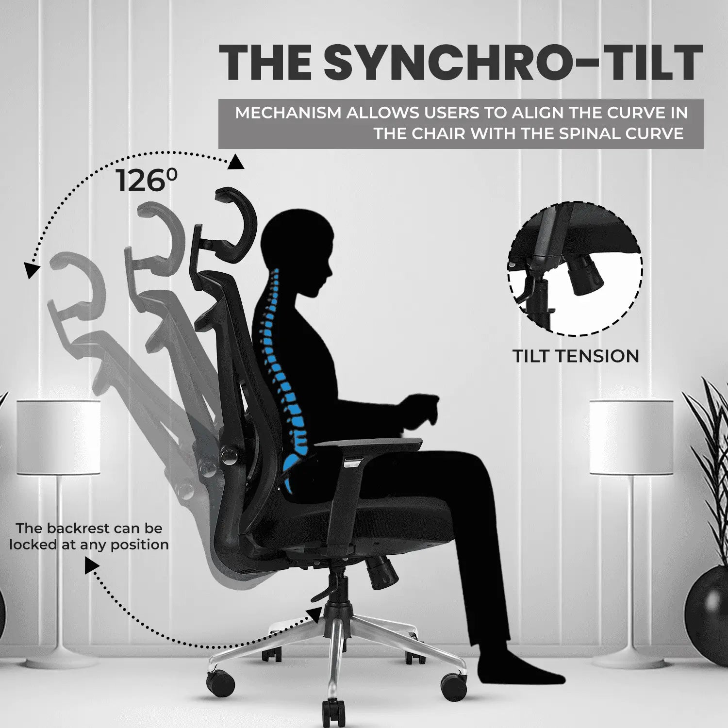zillion black high back office chair