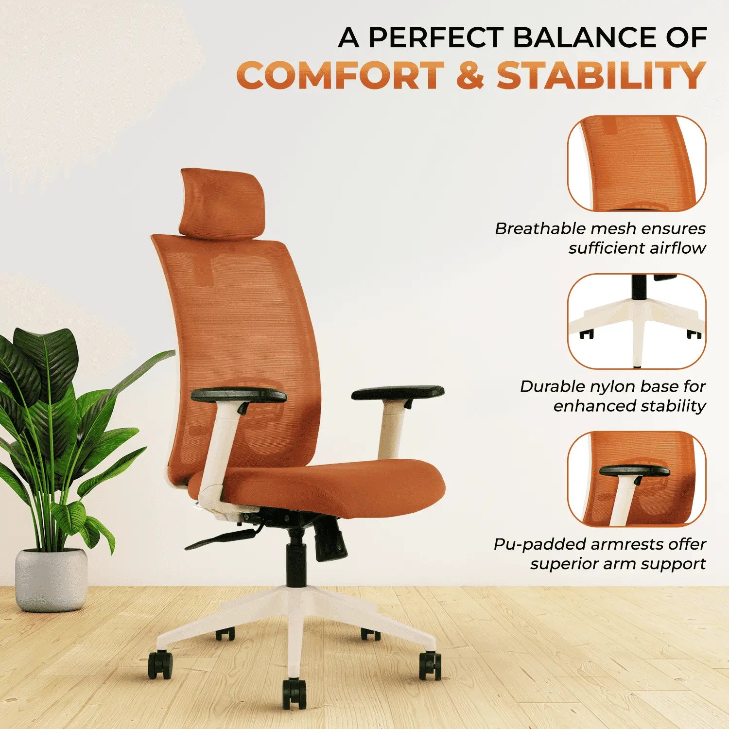 brown brio high back office chair