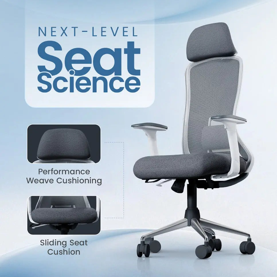 IAFA - WHITE GREY BOSCO HIGH BACK ERGONOMIC CHAIR Iafa Furniture Private Limited