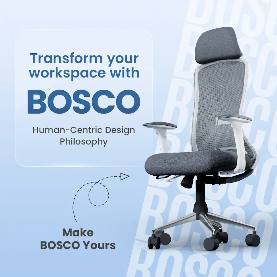 IAFA - WHITE GREY BOSCO HIGH BACK ERGONOMIC CHAIR Iafa Furniture Private Limited