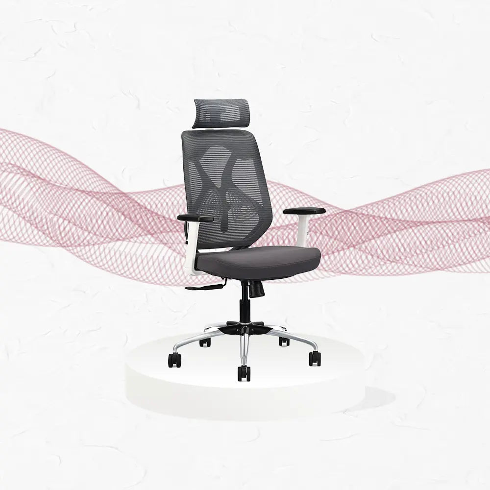white grey ergolux high back ergonomic office chair