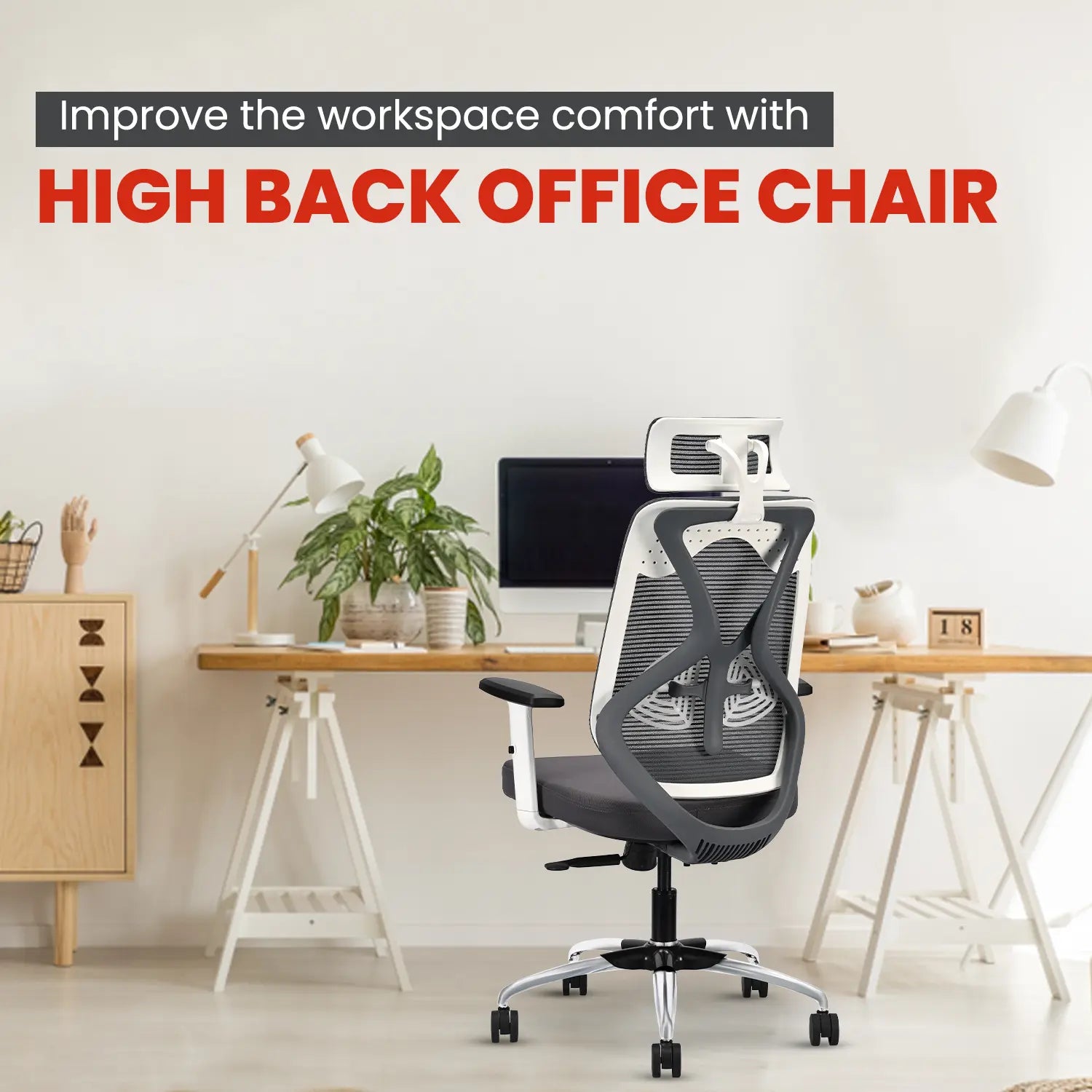 white grey ergolux high back ergonomic office chair
