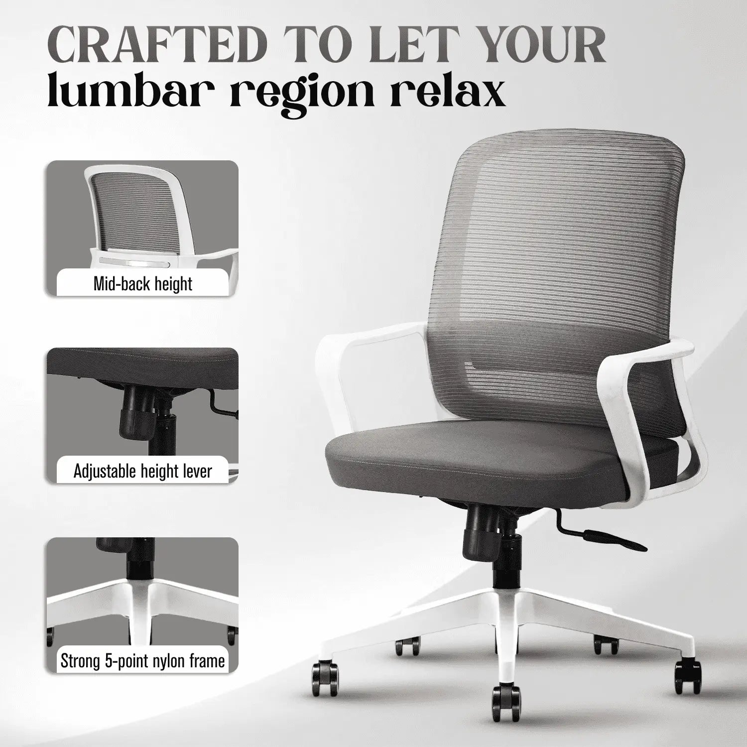 rico white grey office chair