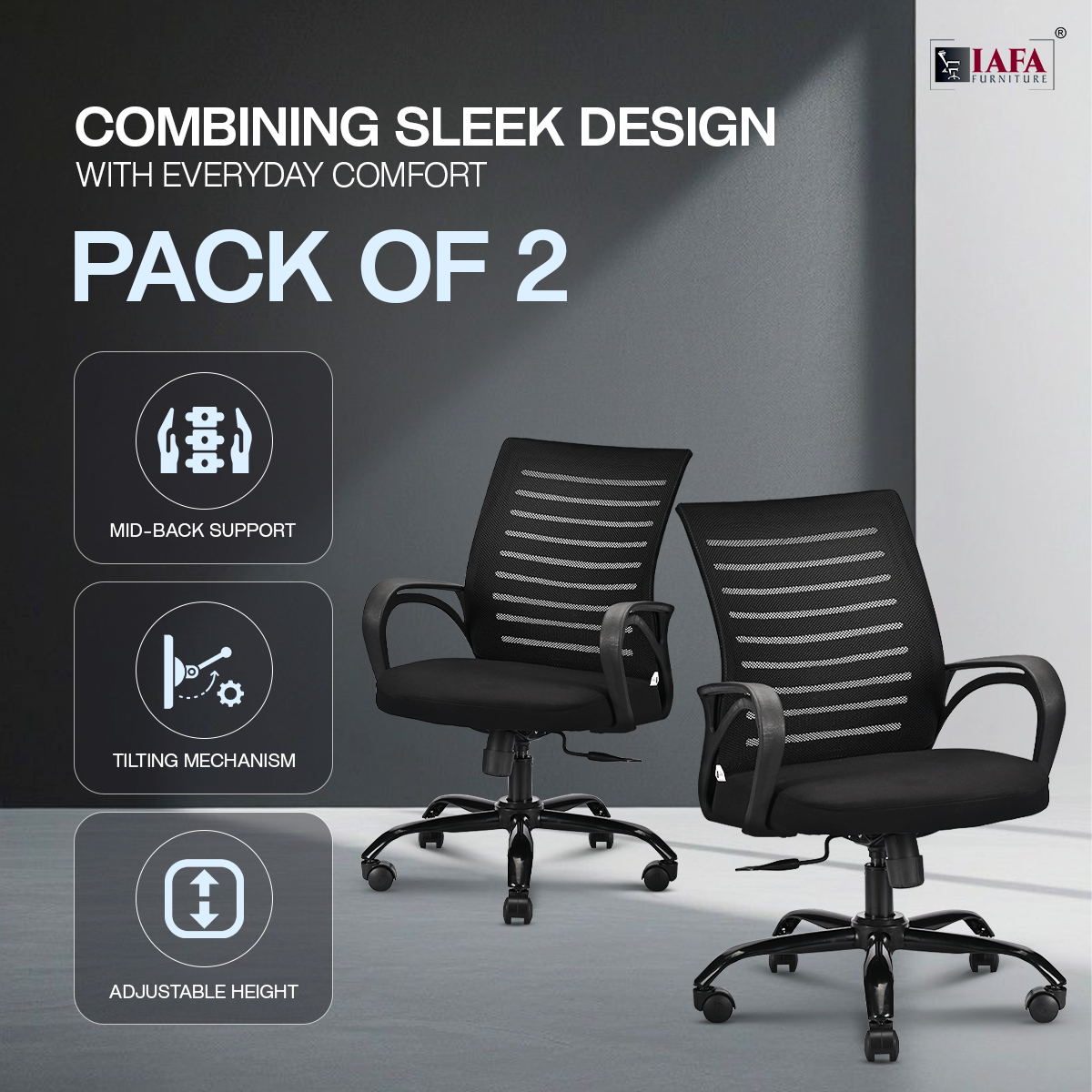 IAFA Black Diego Mid Back Office Chair