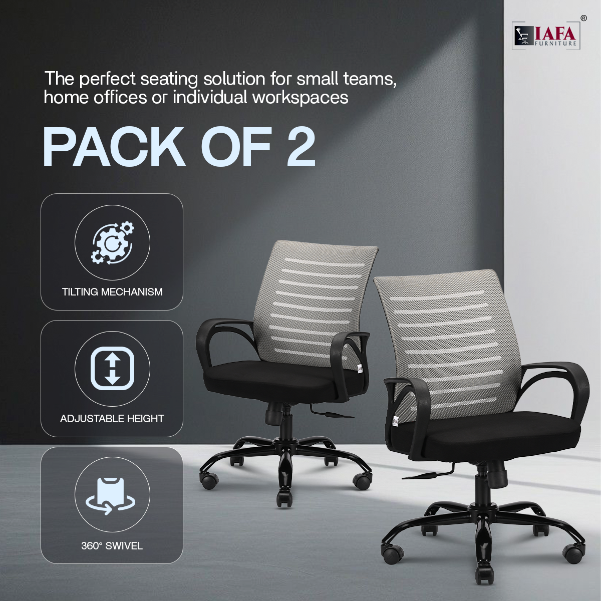 IAFA Black Gray Diego Mid Back Office Chair