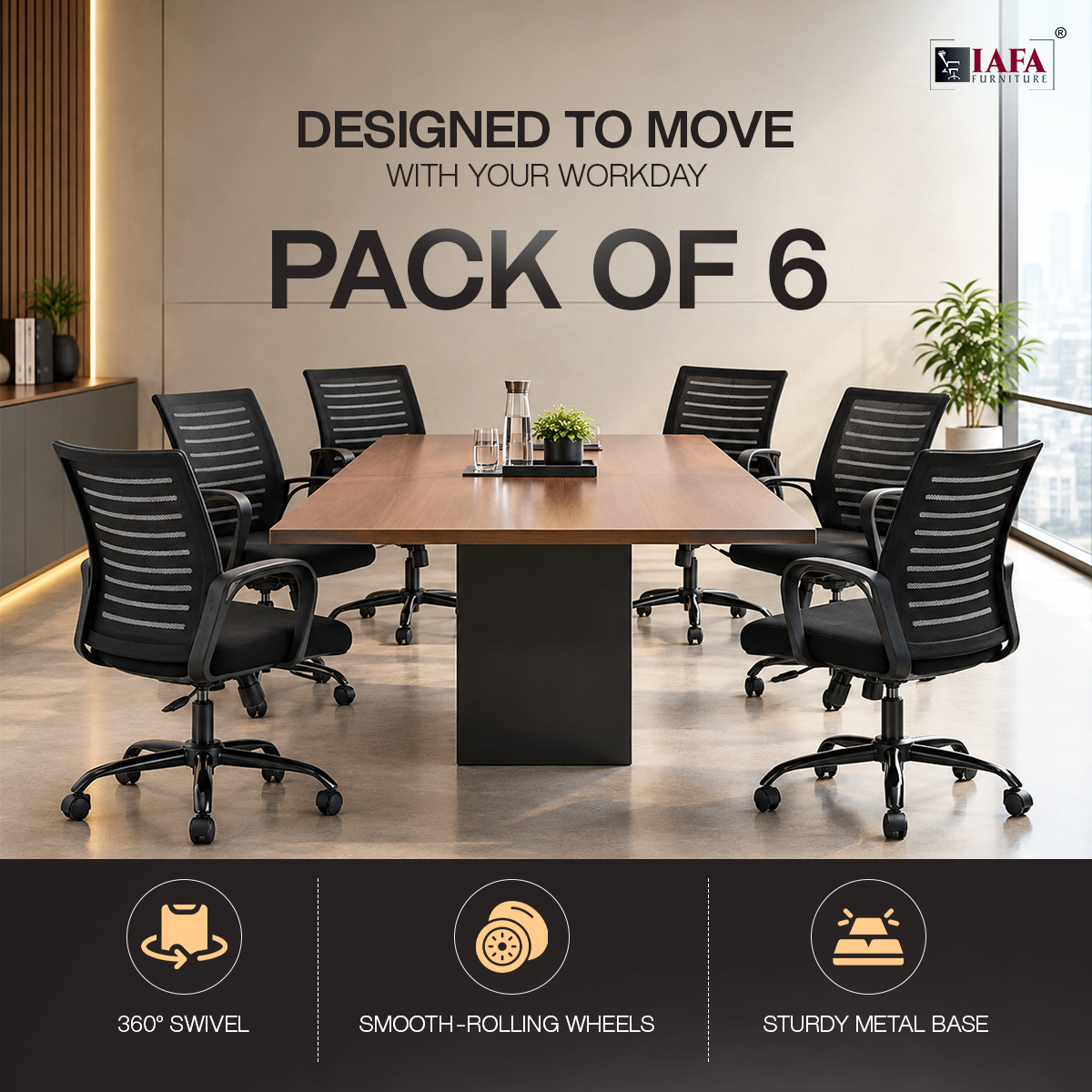 IAFA Black Diego Mid Back Office Chair