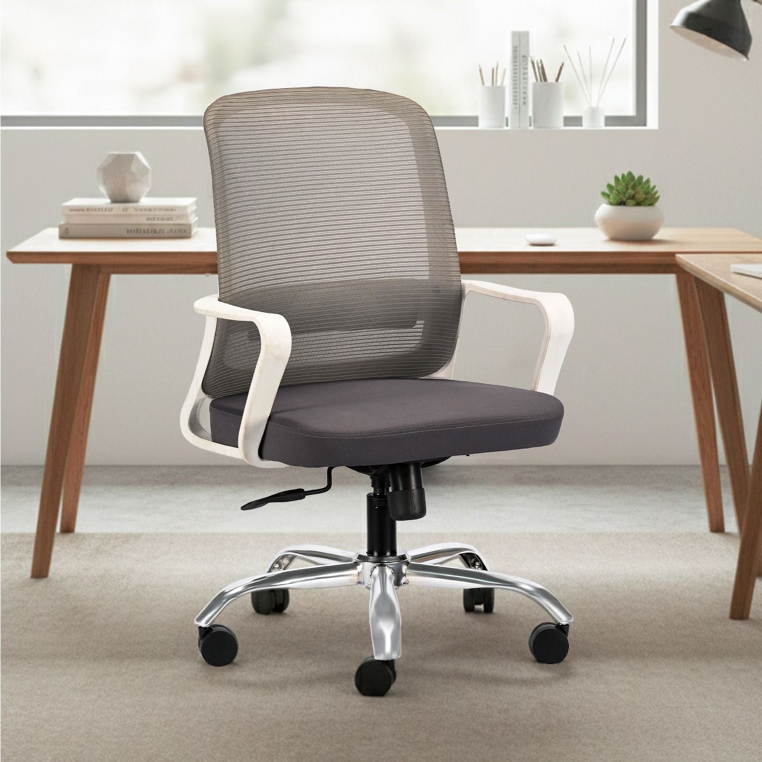 IAFA - White/Grey Rico Mid Back Ergonomic Office Chair IAFA