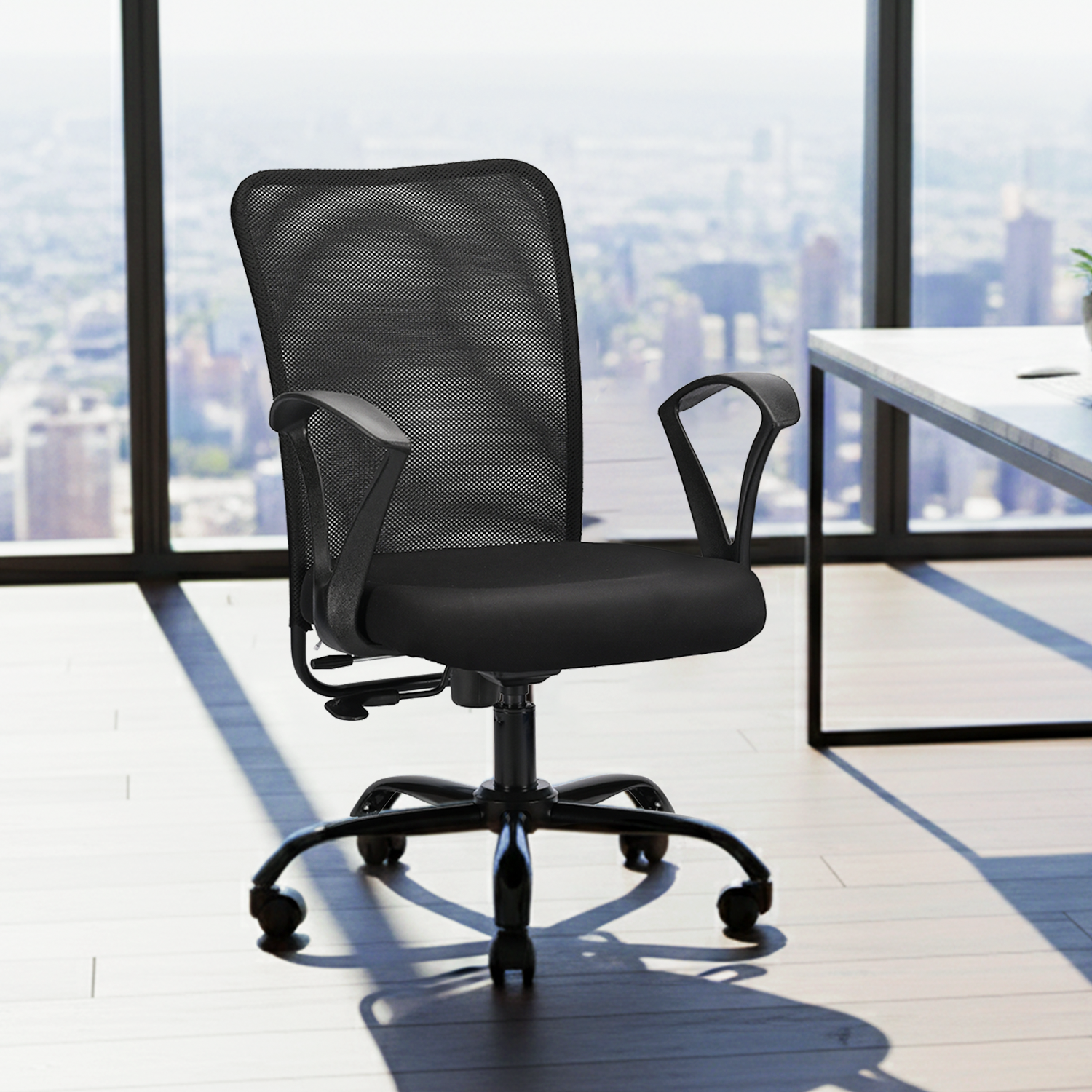 magna black mid back office chair