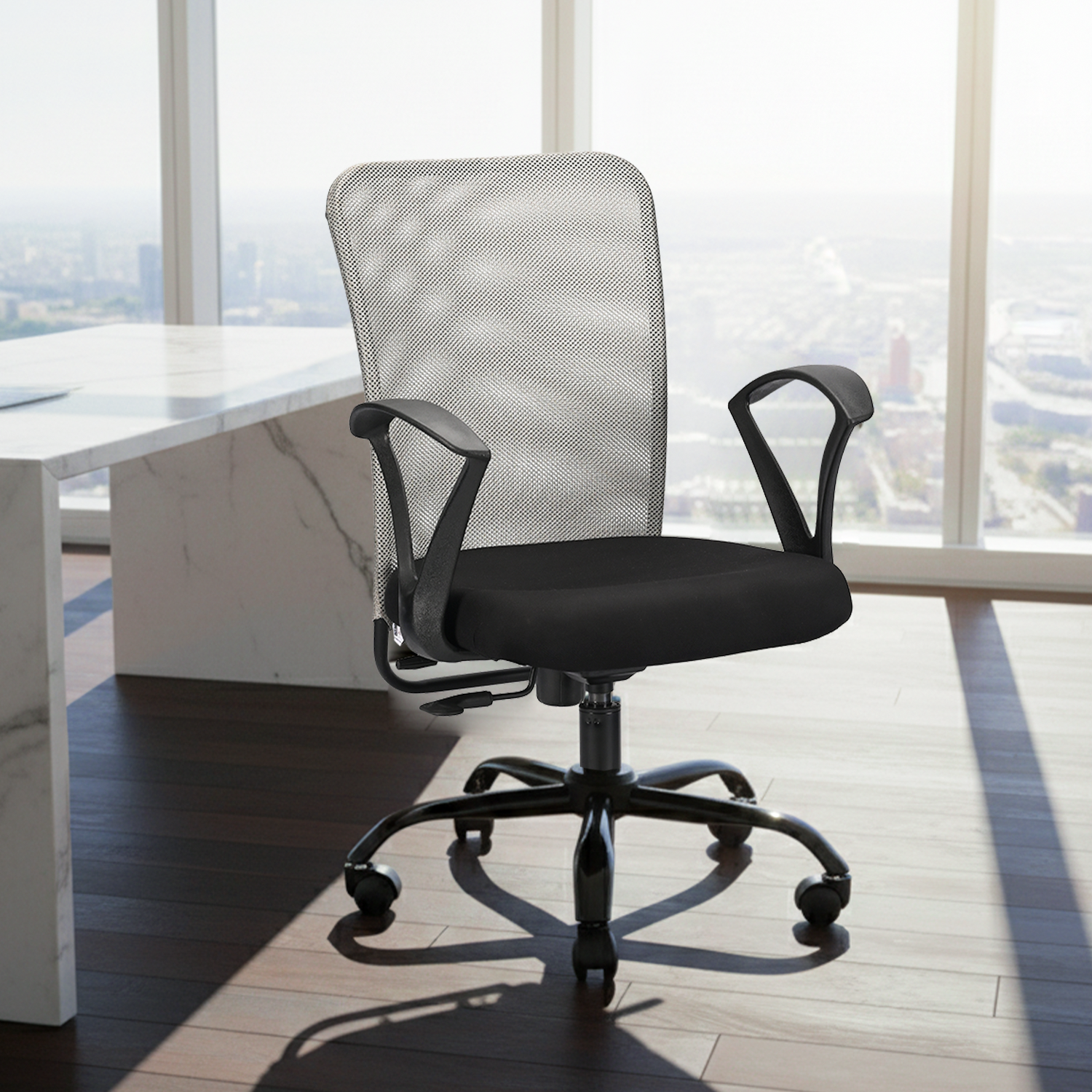 IAFA - Black/Grey Magna Mid Back Ergonomic Office Chair IAFA