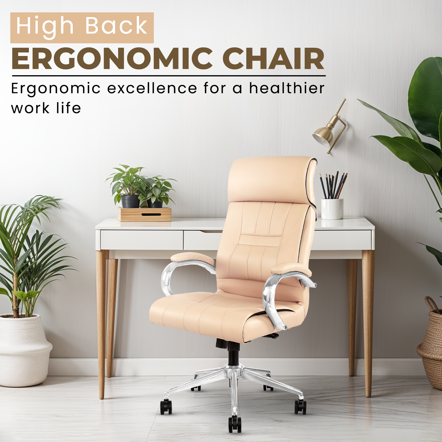 IAFA- Beige Zen Leatherette Home/Office Chair