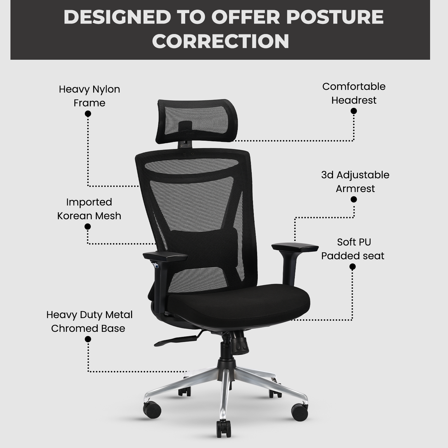 IAFA- Black Zillion High Back Ergonomic Office