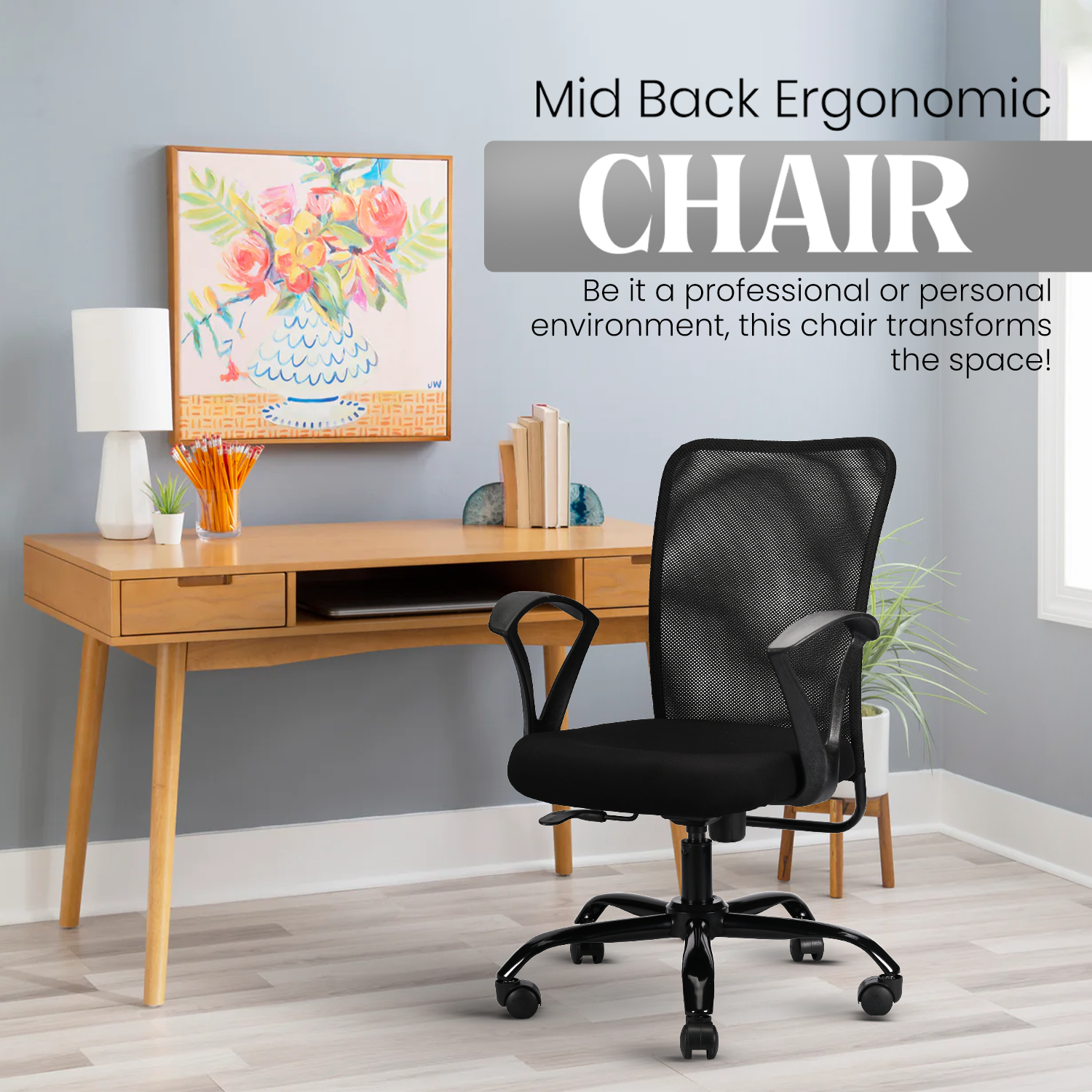 IAFA- Black Magna Mid Back Ergonomic Office Chair