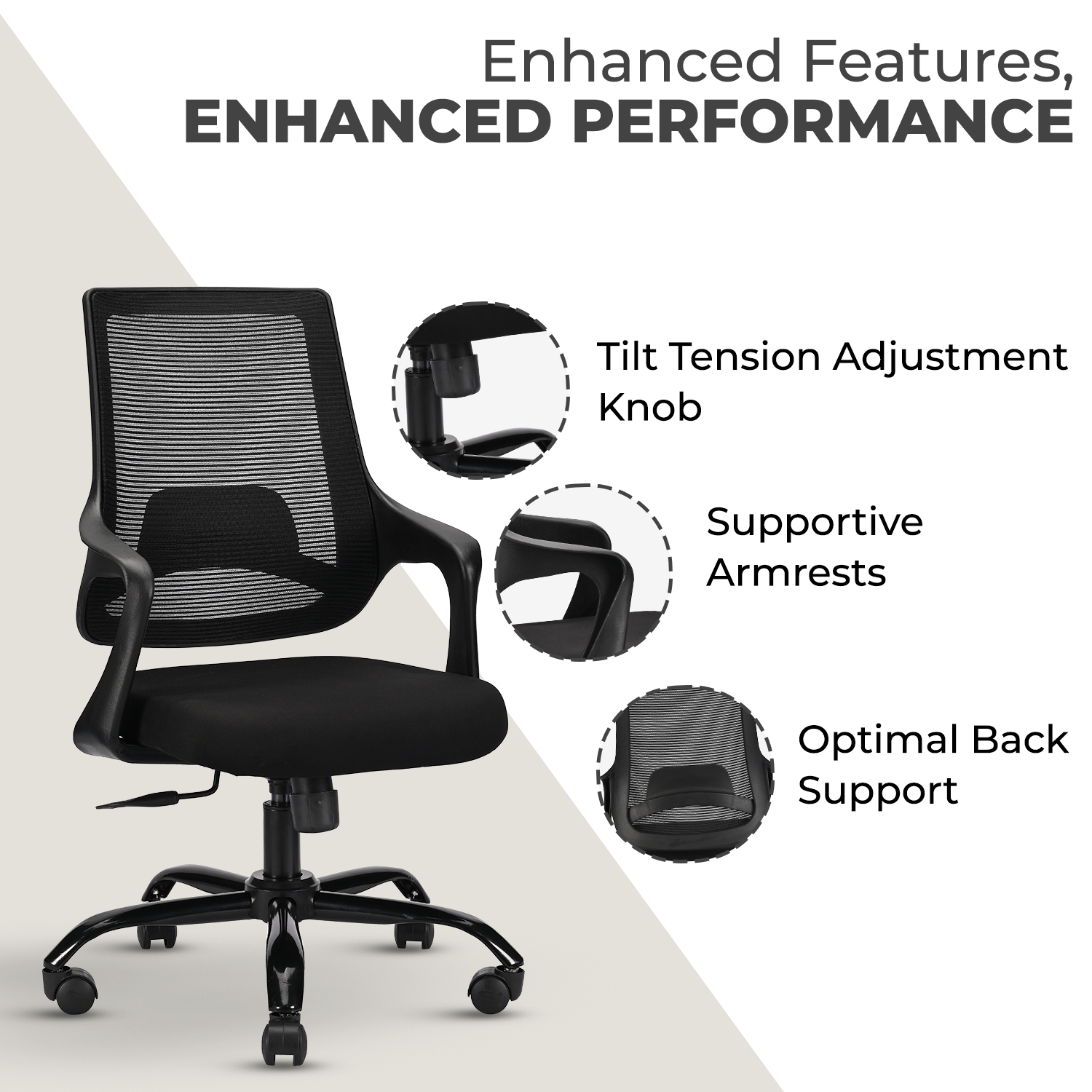 IAFA- Black Pearl Mid back Ergonomic Chair