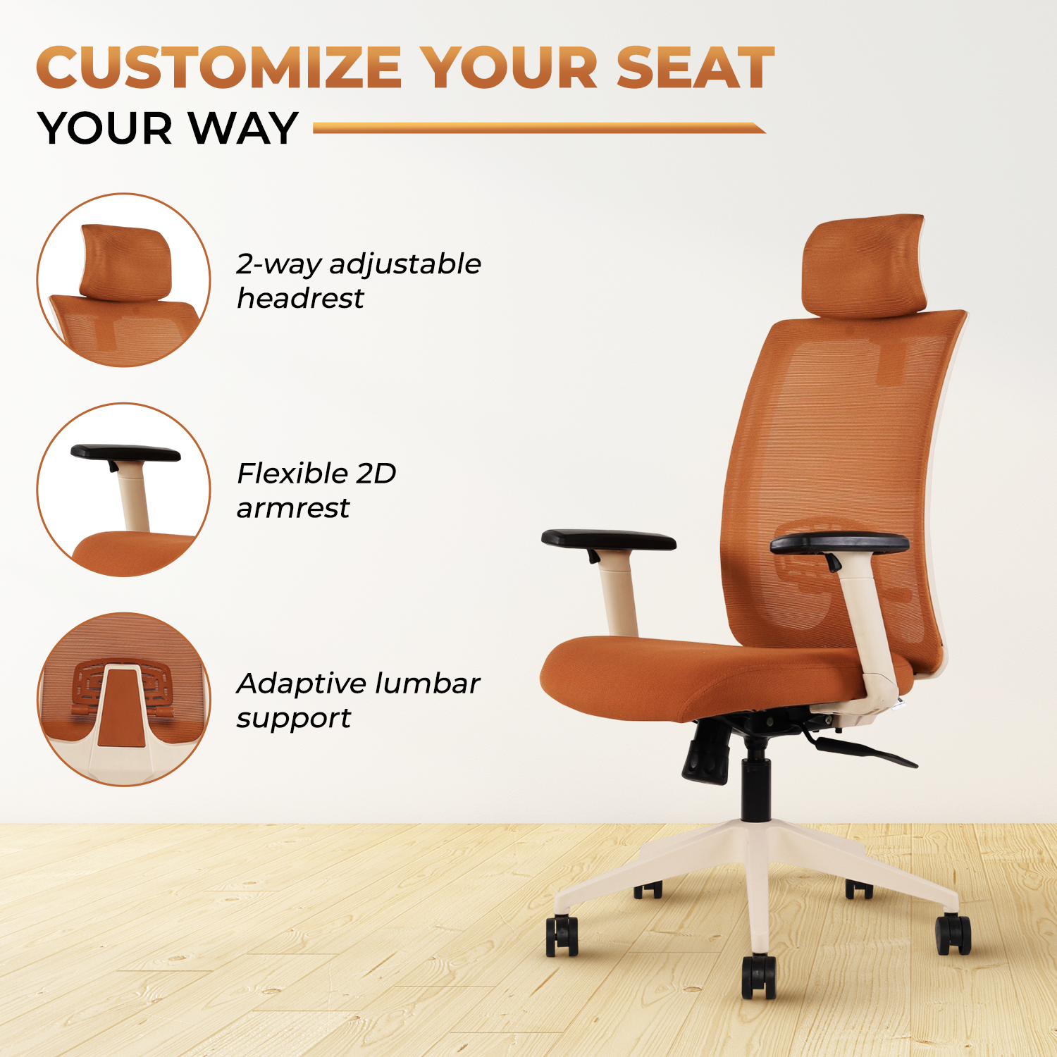 IAFA - Brown Brio High Back Ergonomic Office Chair