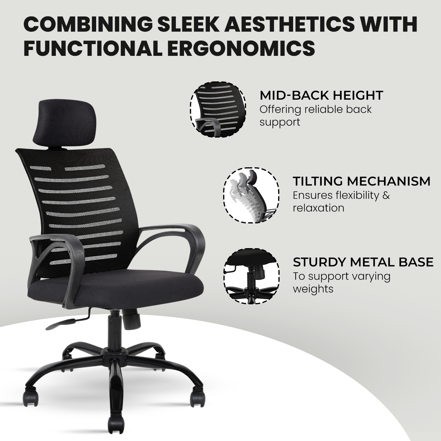IAFA- Black Diego High Back Ergonomic Chair Iafa Furniture Private Limited
