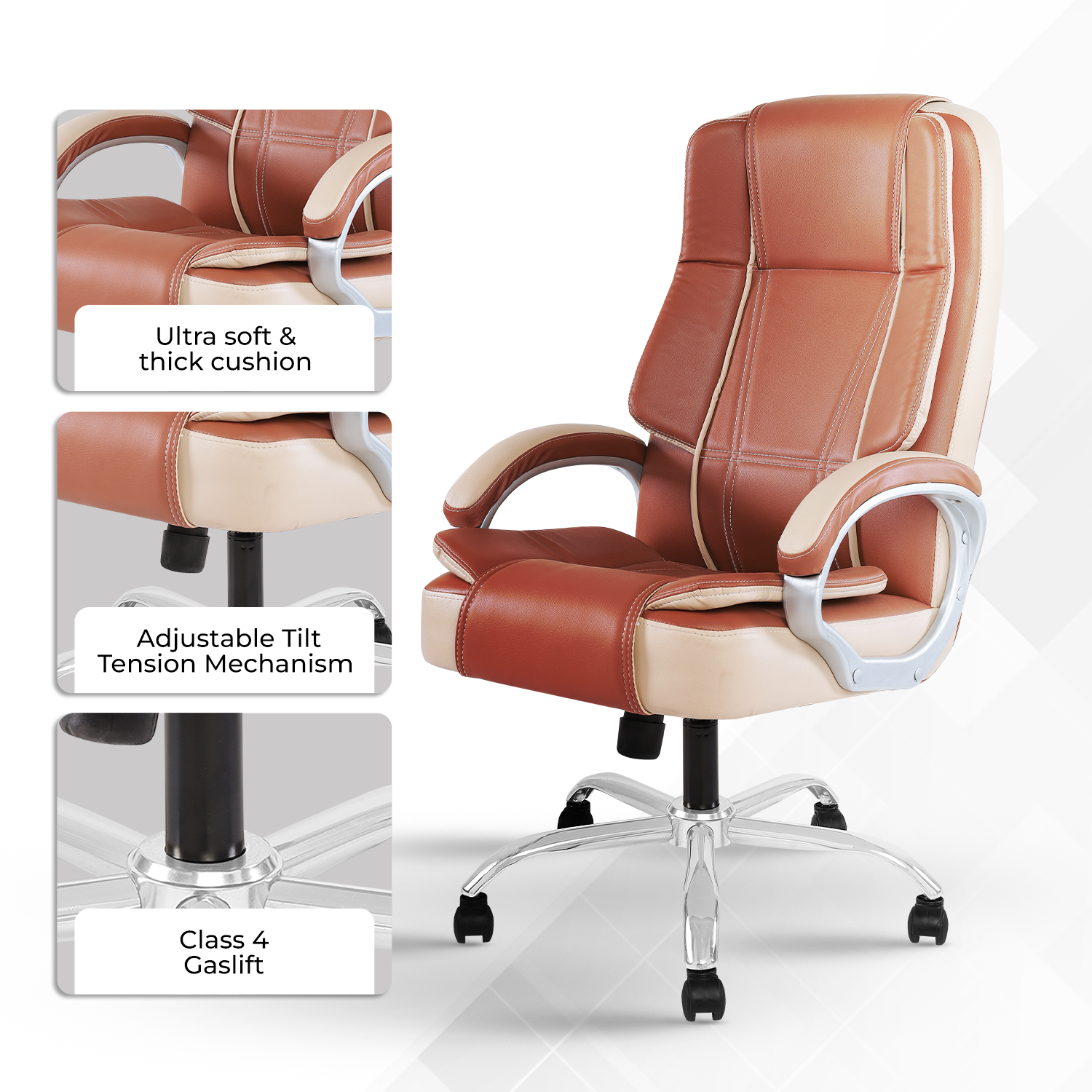 IAFA- Beige/Brown Dune Leather Premium Office Chair