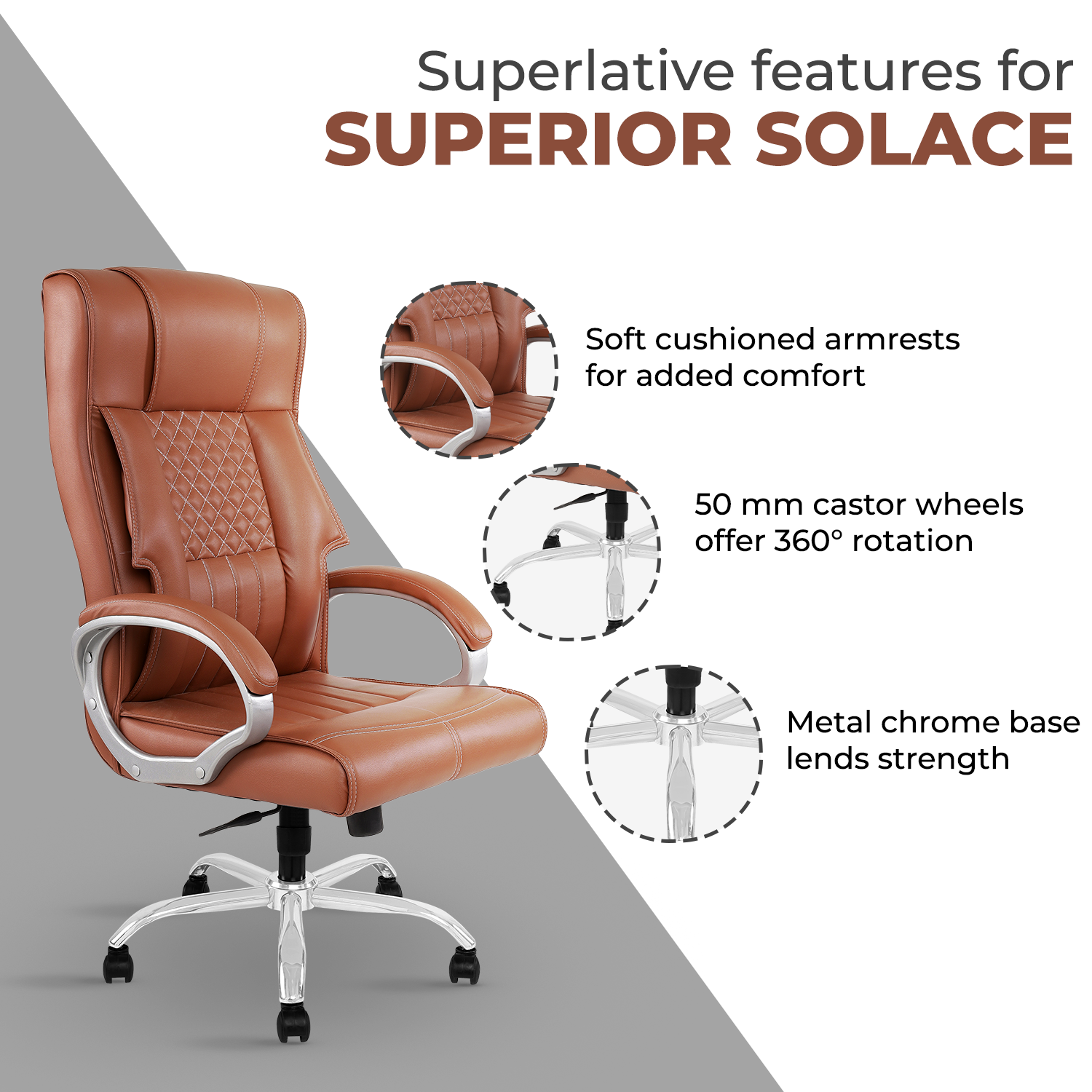 IAFA- Brown Imperium Leatherette Home/Office Desk Chair