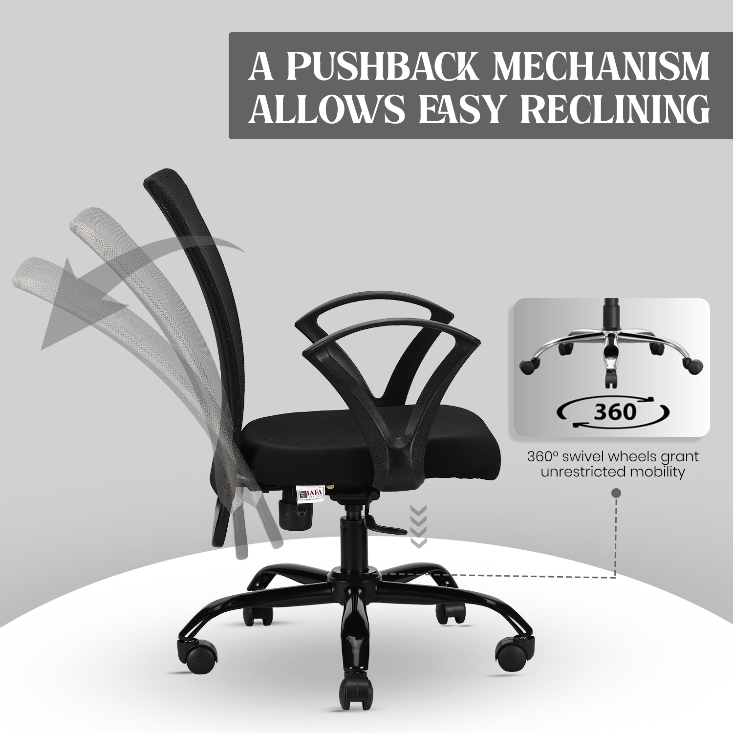 IAFA- Black Magna Mid Back Ergonomic Office Chair