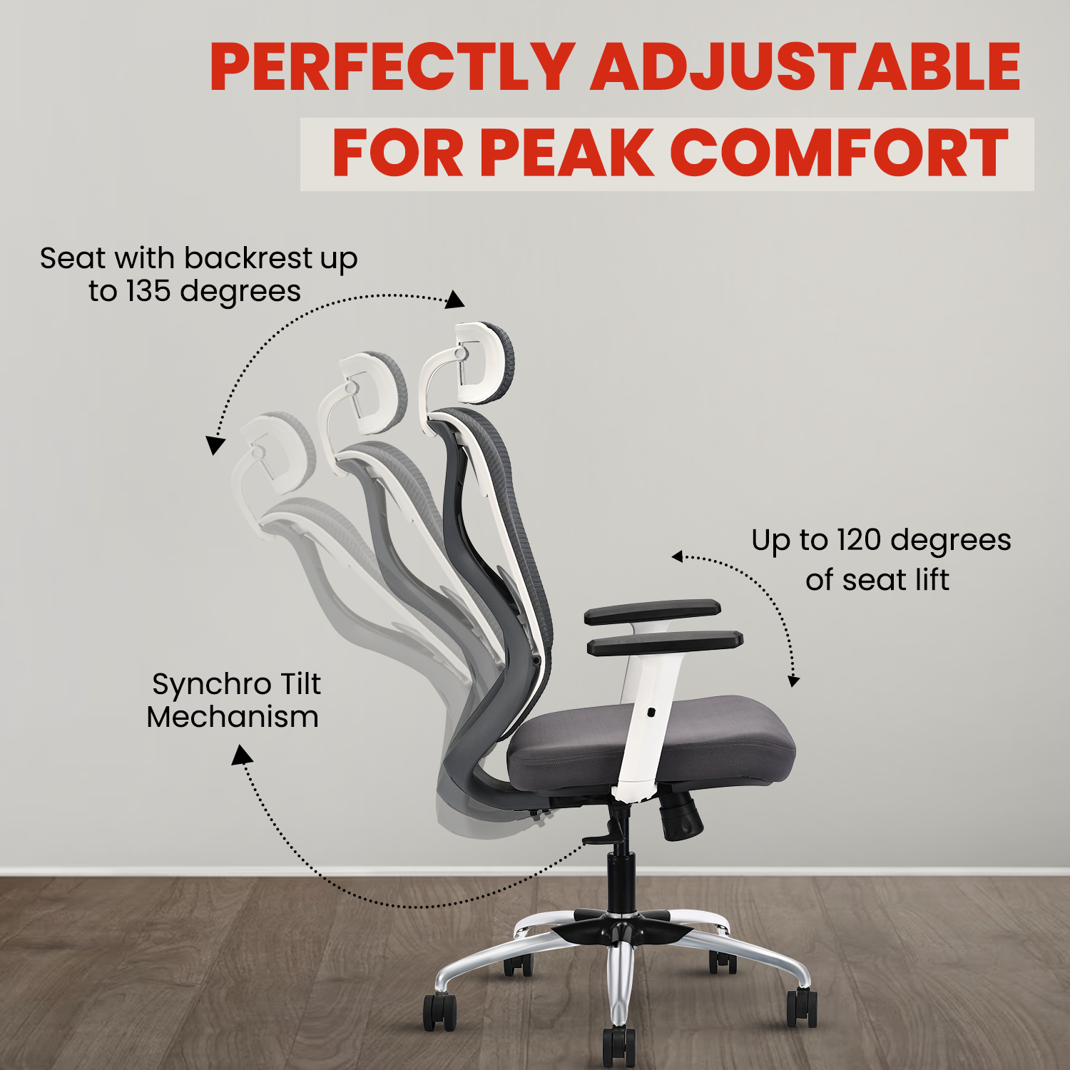 IAFA - White/Grey Ergolux High Back Ergonomic Office Chair