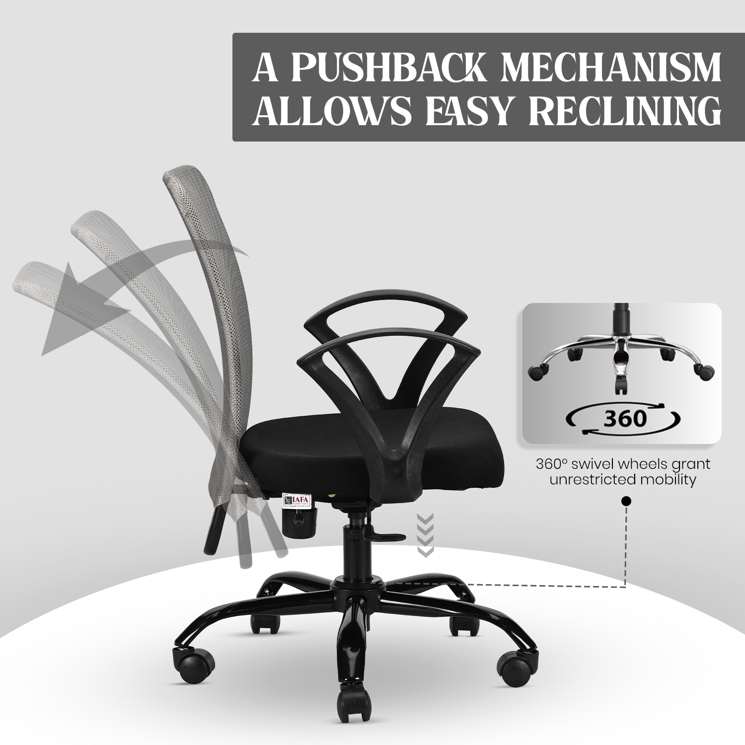 IAFA - Black/Grey Magna Mid Back Ergonomic Office Chair