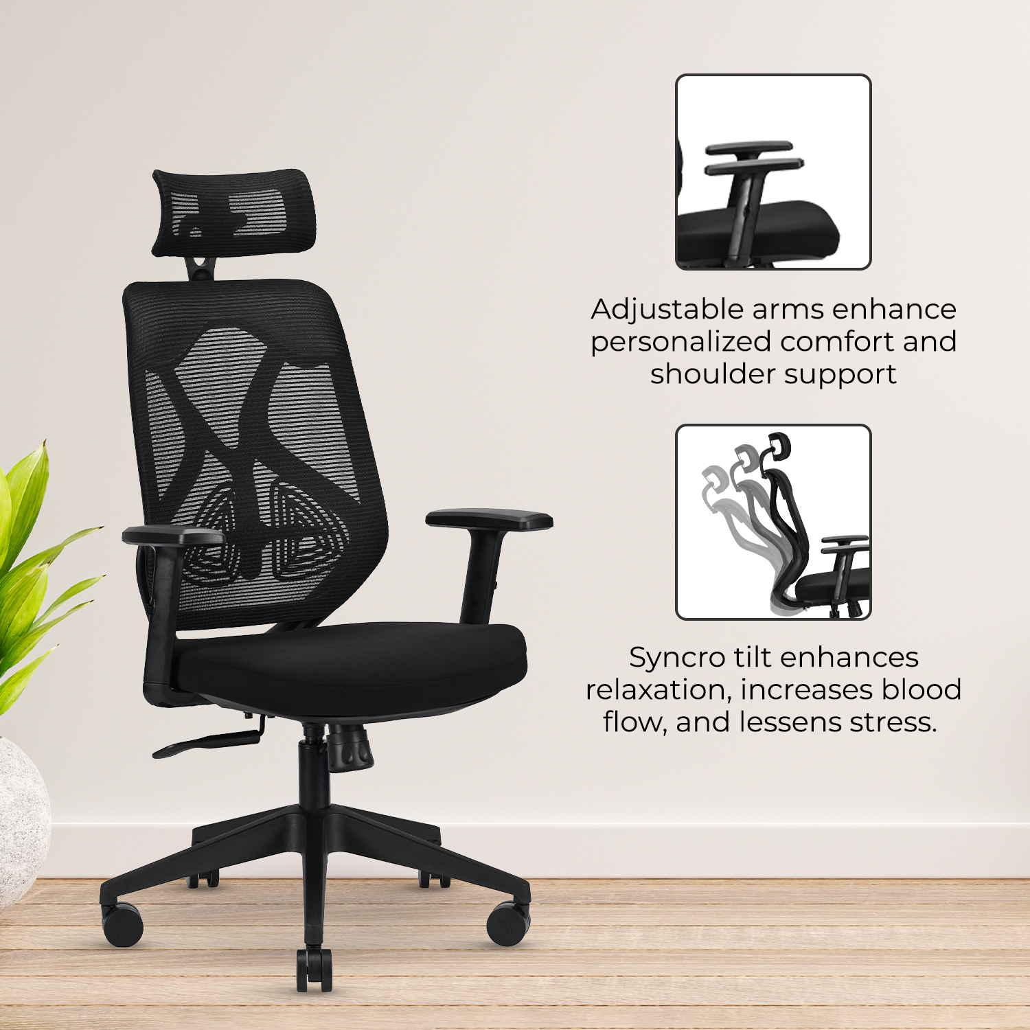 IAFA - Black Ergolux High Back Ergonomic Office Chair