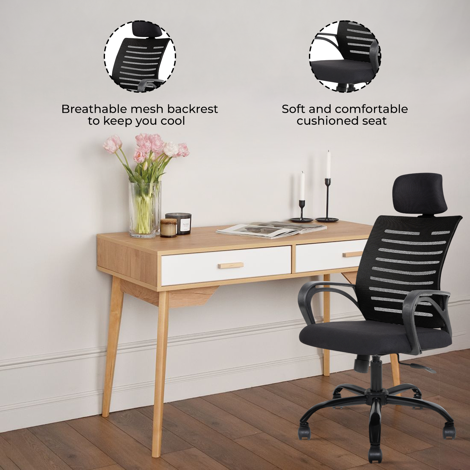 IAFA- Black Diego High Back Ergonomic Chair Iafa Furniture Private Limited