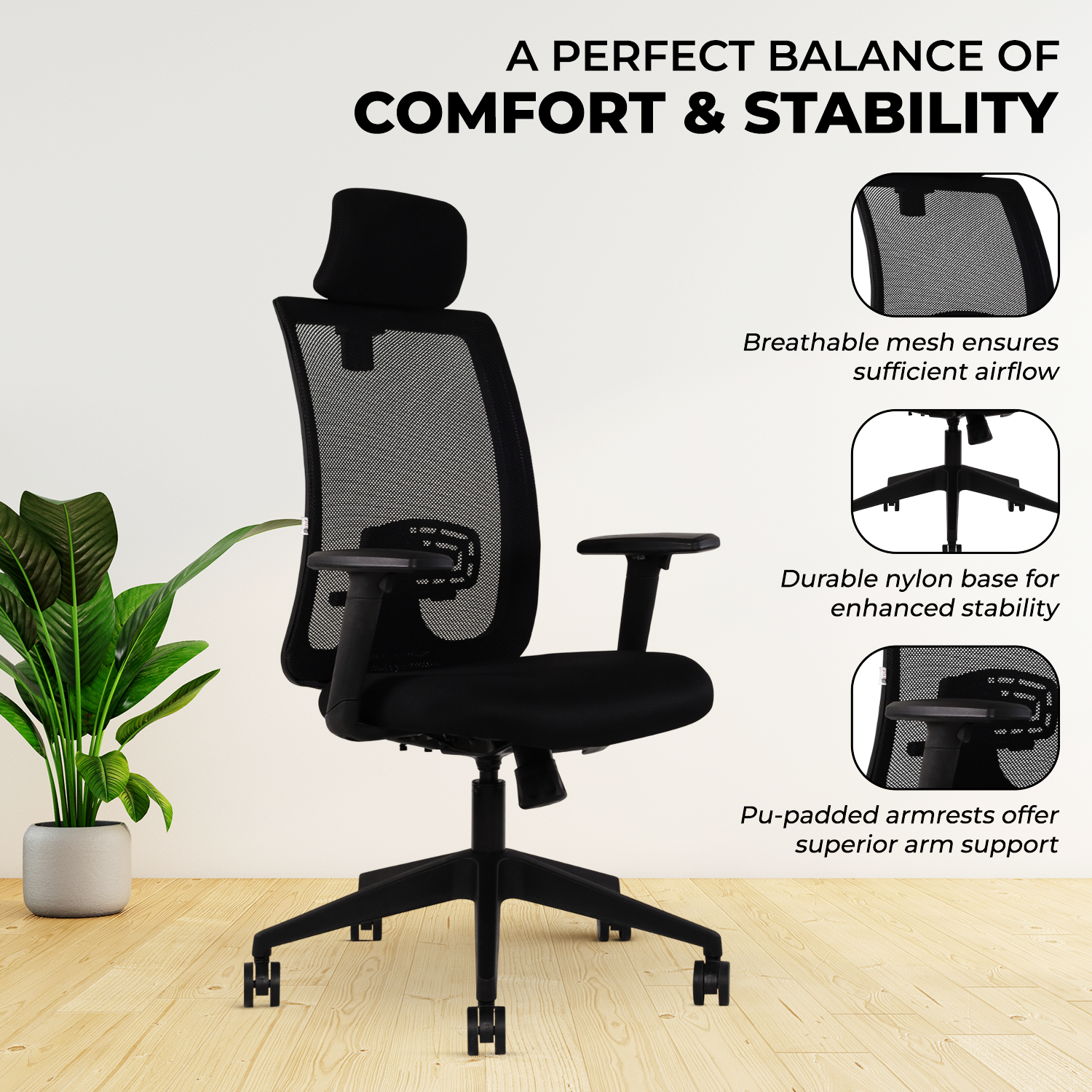 IAFA - Black Brio High Back Ergonomic Office Chair