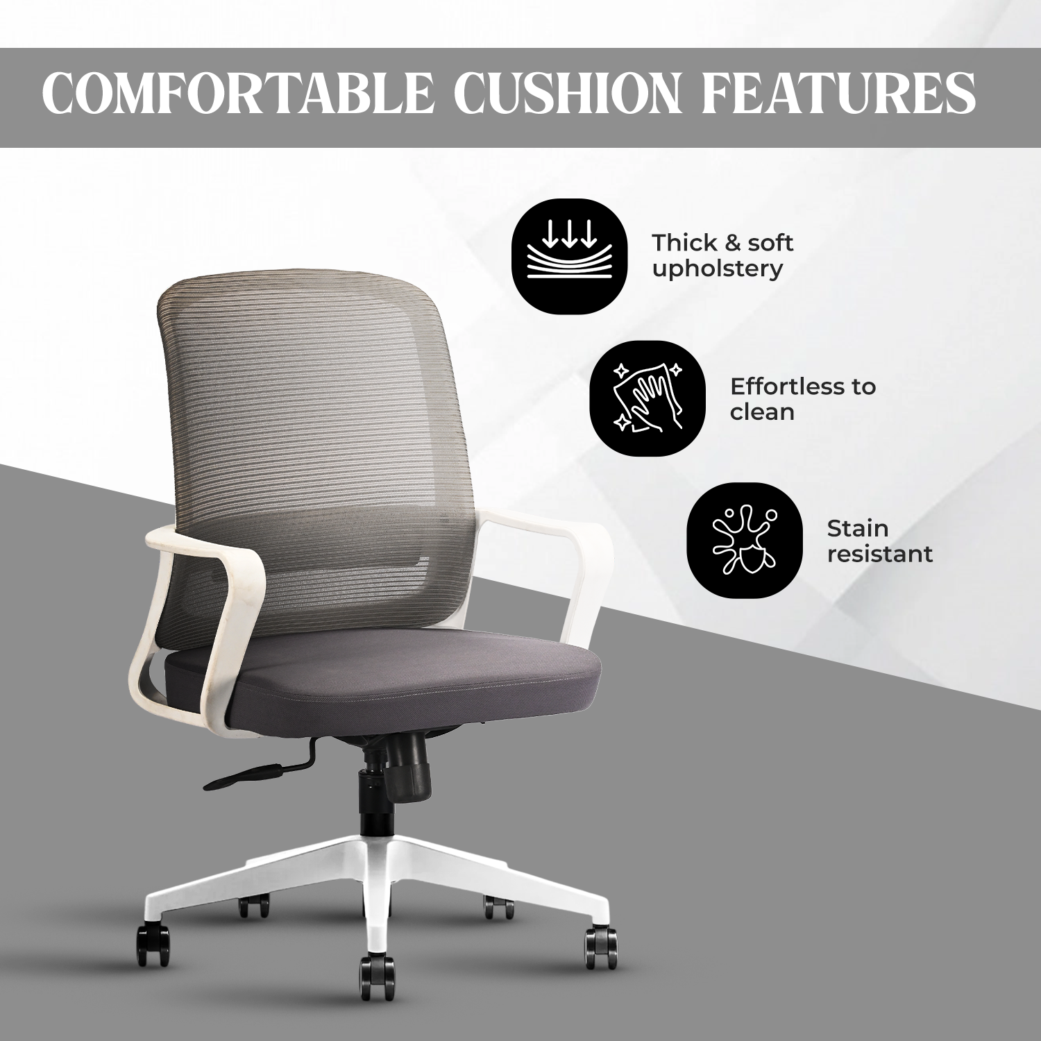 IAFA - White/Grey Rico Mid Back Ergonomic Office Chair