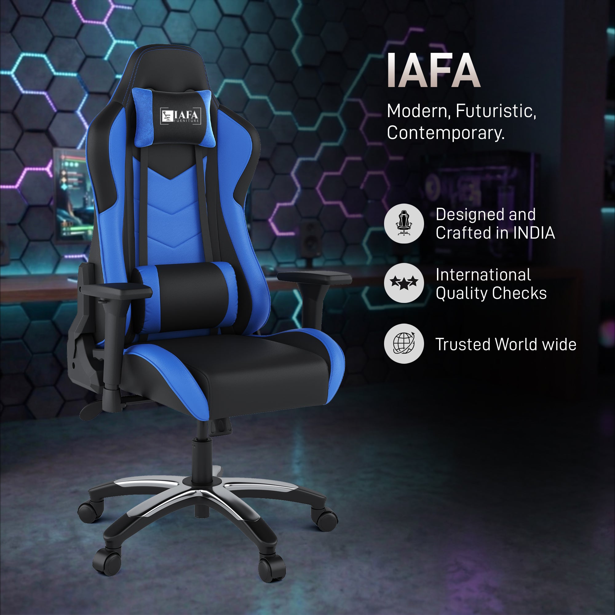 IAFA Black-Blue Orion High back Gaming Chair IAFA