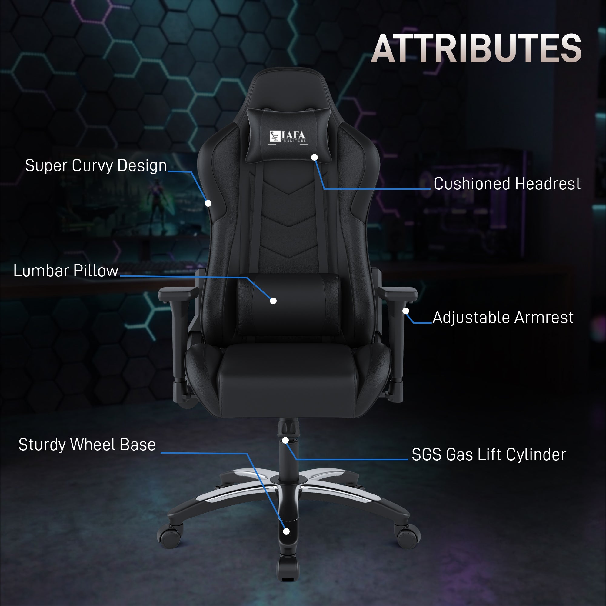 IAFA Black Orion High back Gaming Chair IAFA