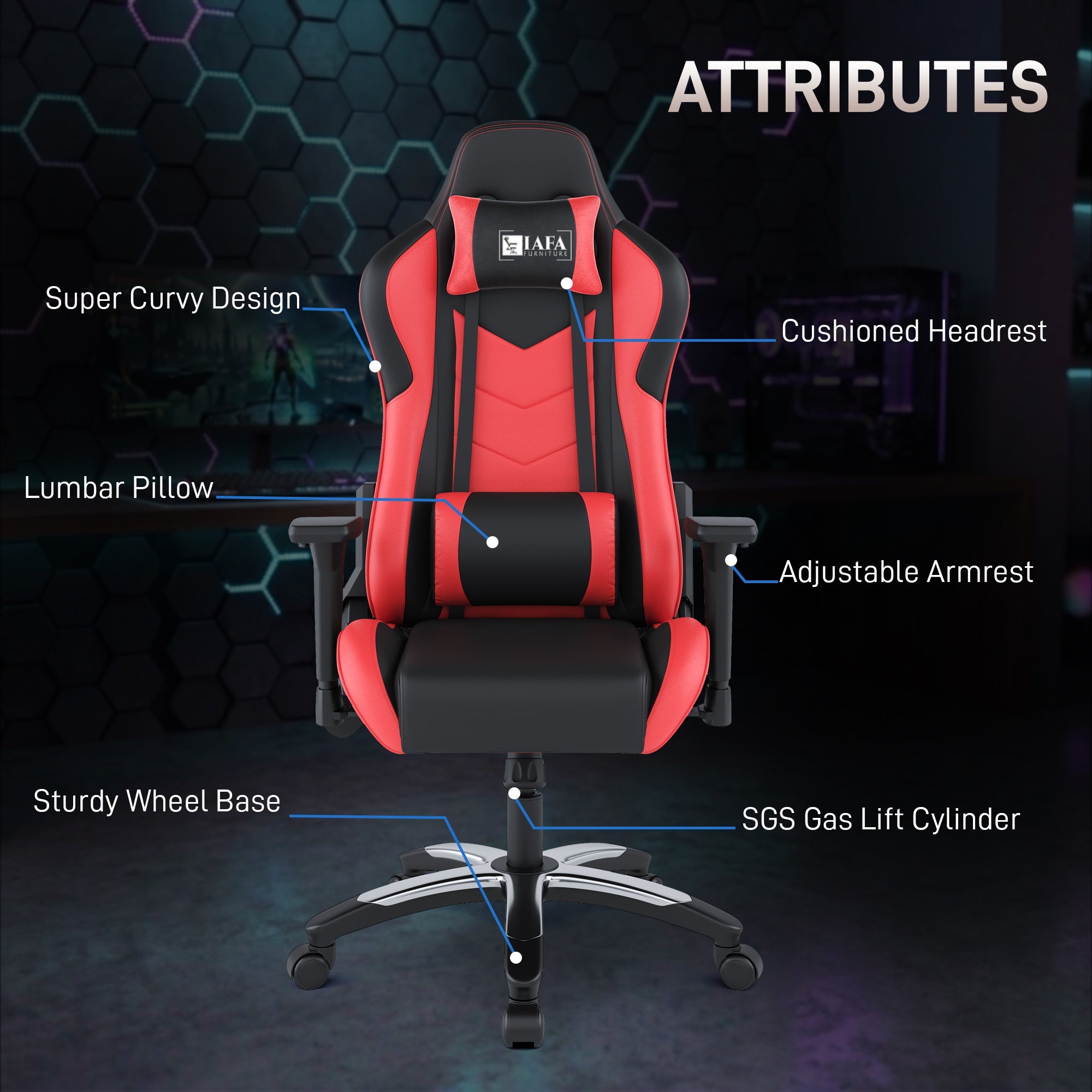 IAFA Black-Red Orion High back Gaming Chair IAFA