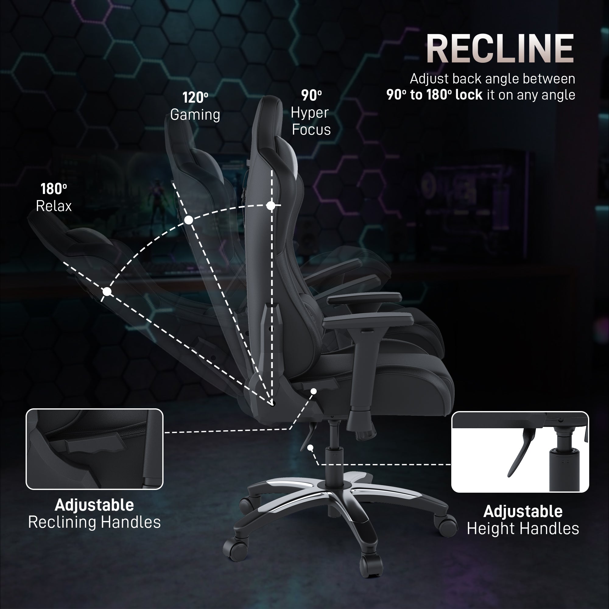 IAFA Black Orion High back Gaming Chair IAFA